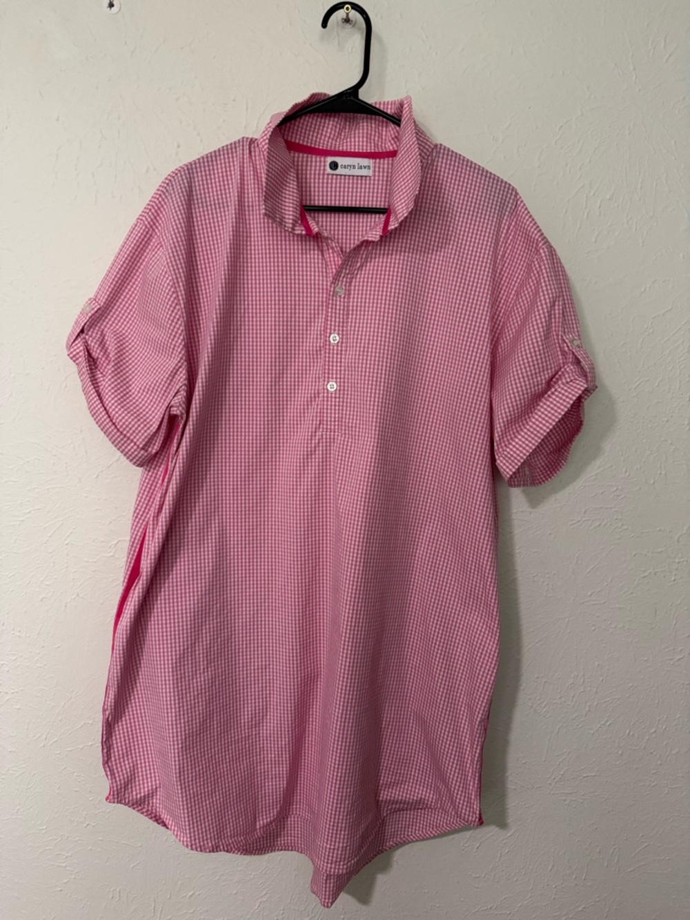 Caryn Lawn Women's Pink Gingham Polo Dress Size OS